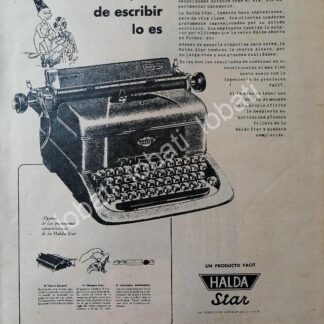 CARTEL ANTIGUO ORIGINAL DE MAQUINAS DE ESCRIBIR HALDA STAR 1950s /22