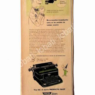 CARTEL ANTIGUO ORIGINAL DE MAQUINAS DE ESCRIBIR HALDA STAR 1950s /18