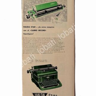 CARTEL ANTIGUO ORIGINAL DE MAQUINAS DE ESCRIBIR HALDA STAR 1950s /12