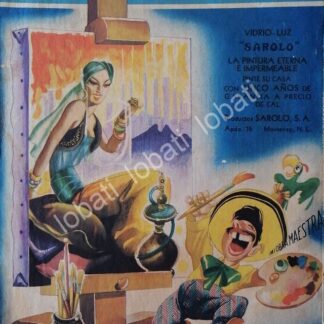 CARTEL ANTIGUO ORIGINAL DE PRODUCTOS SAROLO 1946 DIBUJO DE ARIAS BERNAL / SUPER RARO