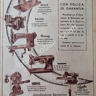 CARTEL ANTIGUO ORIGINAL DE MAQUINAS DE COSER ADLER. CASA DIAZ DE MAQUINAS DE COSER 1956 /11