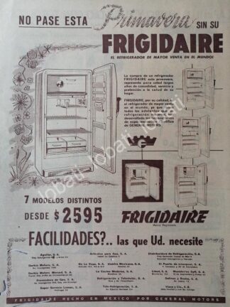 CARTEL ANTIGUO ORIGINAL DE AFICHE DE REFRIGERADOR FRIGADAIRE 1957 /6