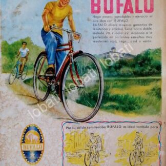 CARTEL ANTIGUO ORIGINAL DE BICICLETAS BUFALO 1956 H. STEELE