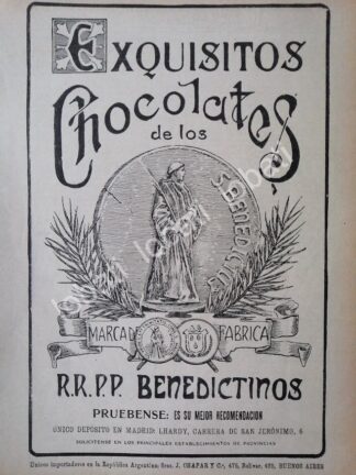 CARTEL ANTIGUO ORIGINAL DE CHOCOLATES BENEDICTINOS 1913 /4 MUY RARO