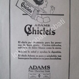 CARTEL ANTIGUO ORIGINAL DE CHICLES. CHICLETS ADAMS 1919 /CF58 / MUY RARO