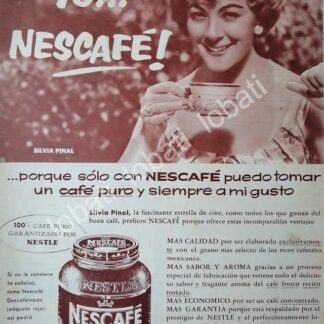 CARTEL ANTIGUO ORIGINAL DE SILVIA PINAL Y CAFE NESCAFE 1960 /CF57 / FEP