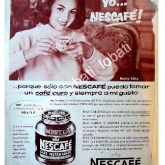 CARTEL ANTIGUO ORIGINAL DE MARIA FELIX Y CAFE NESCAFE 1958 /CF65 FEP