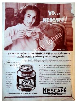 CARTEL ANTIGUO ORIGINAL DE MARIA FELIX Y CAFE NESCAFE 1958 /CF65 FEP