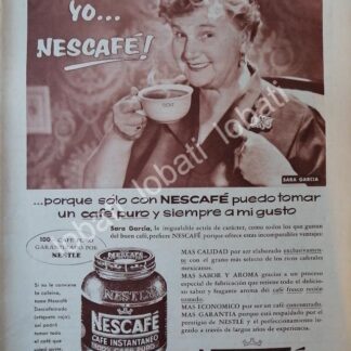 CARTEL ANTIGUO ORIGINAL DE SARITA GARCIA Y CAFE NESCAFE 1957 /CF60 / FEP / RARO