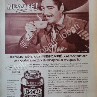 CARTEL ANTIGUO ORIGINAL DE LUIS AGUILAR Y CAFE NESCAFE 1957 /CF58 / FEP