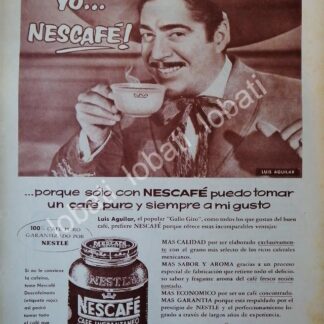 CARTEL ANTIGUO ORIGINAL DE LUIS AGUILAR Y CAFE NESCAFE 1957 /CF57 / FEP