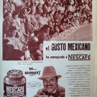 CARTEL ANTIGUO ORIGINAL DE PEDRO ARMENDARIZ Y CAFE NESCAFE 1958 /CF55 / FEP