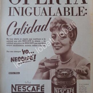 CARTEL ANTIGUO ORIGINAL DE SILVIA PINAL Y CAFE NESCAFE 1958 /CF53 / FEP