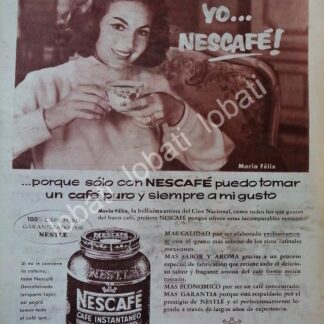 CARTEL ANTIGUO ORIGINAL DE MARIA FELIX Y CAFE NESCAFE 1957 /52 / FEP