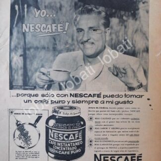 CARTEL ANTIGUO ORIGINAL DE ARTURO DE CORDOBA Y CAFE NESCAFE 1957 /50 / FEP