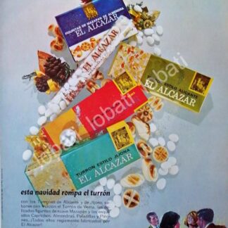 CARTEL ANTIGUO ORIGINAL DE FABRICA DE DULCES EL ALCAZAR 1967 /25 / MUY RARO
