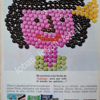 CARTEL ANTIGUO ORIGINAL DE FABRICA DE DULCES DUVAL 1965 /24 ( DUVALIN ) RARO