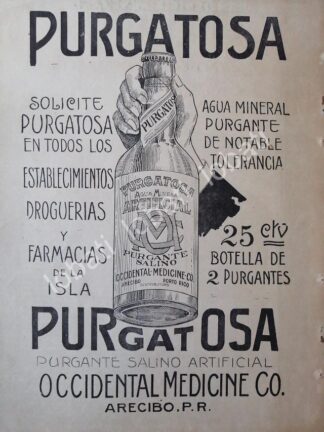 CARTEL ANTIGUO ORIGINAL DE TONICO PURGATOSA, PURGANTE, 1920s /22 / RARO