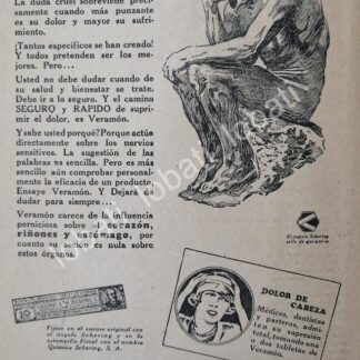 CARTEL ANTIGUO ORIGINAL DE MEDICINA VERAMON 1926 SCHERING /12