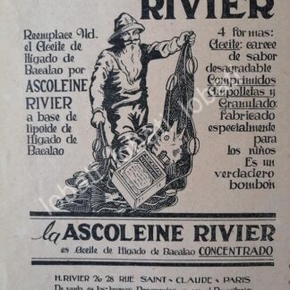 CARTEL ANTIGUO ORIGINAL DE MEDICINA ASCOLEINE RIVIER 1931 DE MAX ABBAT /7 MUY RARO