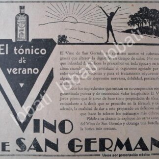 CARTEL ANTIGUO ORIGINAL DE MEDICINA TONICO VINO DE SAN GERMAN 1931 /6