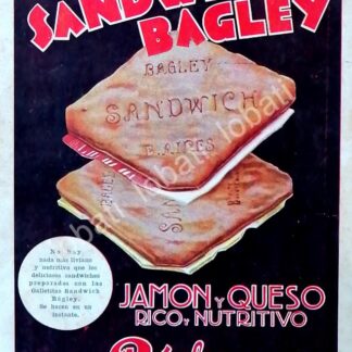 CARTEL ANTIGUO ORIGINAL DE GALLETAS BAGLEY 1927 /5 ARGENTINA-MEXICO