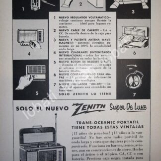 CARTEL ANTIGUO ORIGINAL DE MINI CARTEL. RADIO TRANS OCEANICO ZENITH 1940s /51