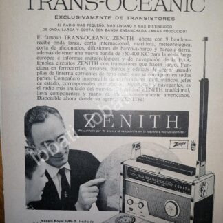 CARTEL ANTIGUO ORIGINAL DE MINI CARTEL. RADIO TRANS OCEANICO ZENITH 1950s /48