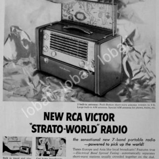 CARTEL ANTIGUO ORIGINAL DE RADIOS RCA VICTOR STRATO WORLD 1954 /193 / RARO