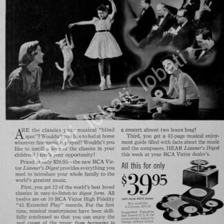 CARTEL ANTIGUO ORIGINAL DE TOCA DISCOS RCA 45EY2 1954 /192