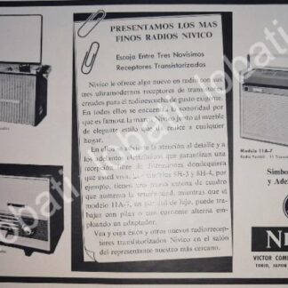 CARTEL ANTIGUO ORIGINAL DE RADIOS NIVICO JVC 1960s /185 / RARO