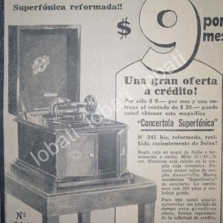 CARTEL ANTIGUO ORIGINAL DE GRAMOFONOS CONCERTOLA SUPERFONICA 1929 /182