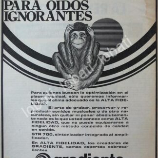 CARTEL ANTIGUO ORIGINAL DE EQUIPOS DE AUDIO GRADIENTE 1970s /169