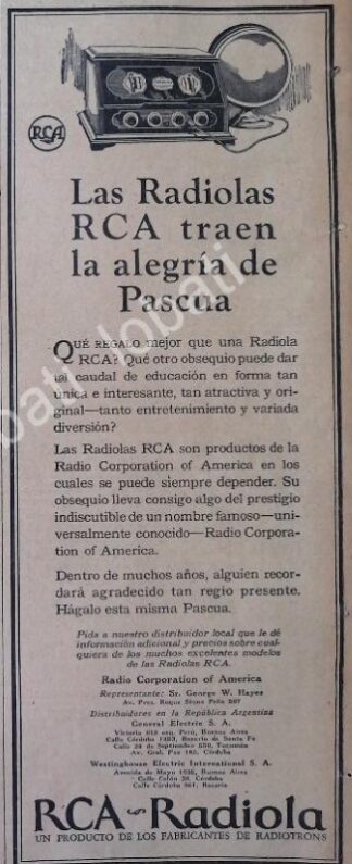 CARTEL ANTIGUO ORIGINAL DE RADIOS RADIOLAS RCA 1926 /161