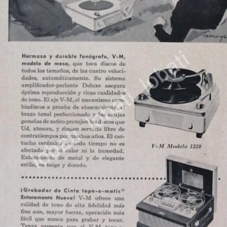 CARTEL ANTIGUO ORIGINAL DE TOCA DISCOS VOICE OF MUSIC 1950s /160