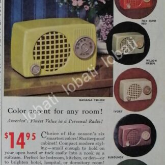 CARTEL ANTIGUO ORIGINAL DE RADIOS ARVIN VELVET 1950 /154 MUY RARO