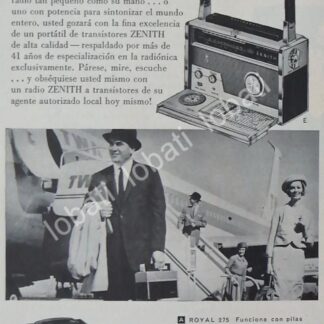 CARTEL ANTIGUO ORIGINAL DE RADIOS ZENITH TRANSOCEANICO 1950s /152