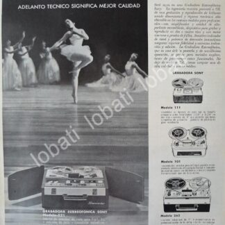 CARTEL ANTIGUO ORIGINAL DE GRABADORAS DE CARRETE SONY 521 Y OTROS 1960s. /150