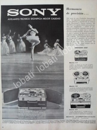 CARTEL ANTIGUO ORIGINAL DE GRABADORAS DE CARRETE SONY 521 Y OTROS 1960s. /150