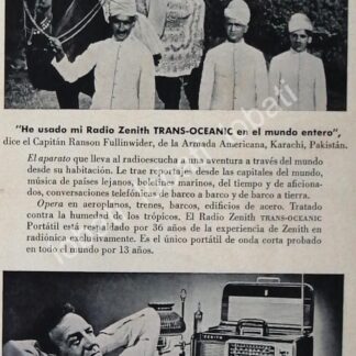 CARTEL ANTIGUO ORIGINAL DE RADIOS ZENITH TRANSOCEANICO 1950s. /147