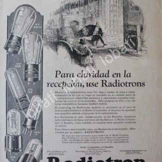 CARTEL ANTIGUO ORIGINAL DE BULBOS RADIOTRON RCA 1925 / 143 SUPER RARO