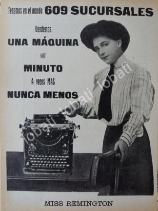 CARTEL ANTIGUO ORIGINAL DE MAQUINA DE ESCRIBIR REMINGTON 1913 /140