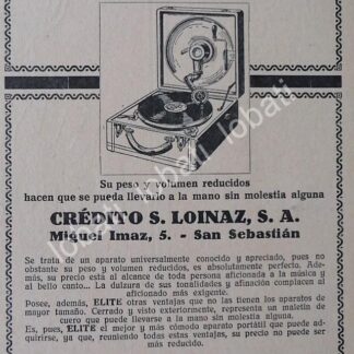 CARTEL ANTIGUO ORIGINAL DE FONOGRAFO ELITE 1930s /139 MUY RARO