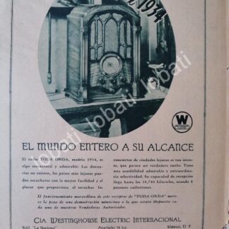 CARTEL ANTIGUO ORIGINAL DE RADIOS WESTINGHOUSE 1934 /138 MUY RARO