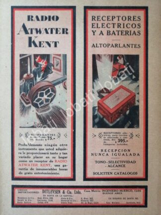 CARTEL ANTIGUO ORIGINAL DE RADIOS ATWATER KENT 1929 /134