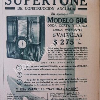CARTEL ANTIGUO ORIGINAL DE RADIOS SUPERTONE 504 1930s / 131