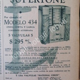 CARTEL ANTIGUO ORIGINAL DE RADIOS SUPERTONE 434 1930s / 130