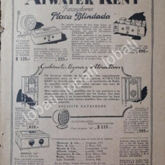 CARTEL ANTIGUO ORIGINAL DE RADIO ATWATER KENT 1920s / 126