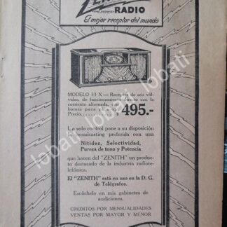 CARTEL ANTIGUO ORIGINAL DE RADIO ZENITH 33X 1920s / 125