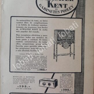 CARTEL ANTIGUO ORIGINAL DE RADIOS ATWATER KENT 1920s / 121